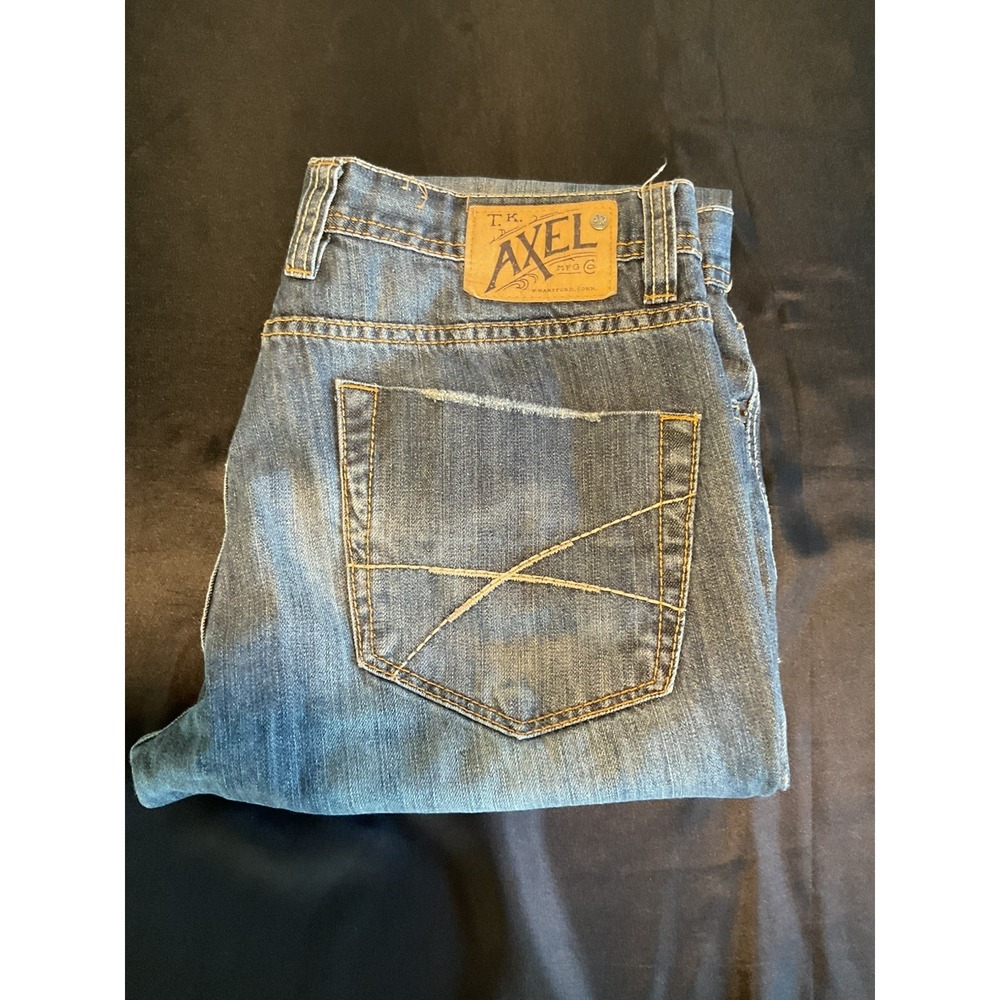 TK Axel Men's Jeans 34x30 Griswold Slim Straight Medium Wash Distressed Denim